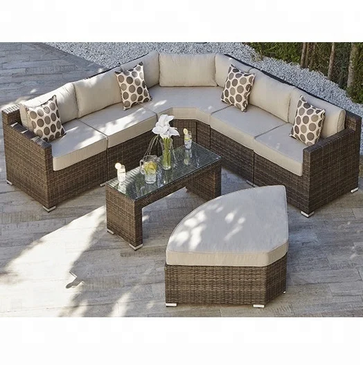 Barcelona Brown Modular Seater Rattan Corner Sofa Set atelieryuwa