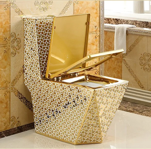Bathroom Ceramic One Piece Washdown Gold Pattern Diamond Shape Toilet with  Water Fittings - China One Piece Toilet, Toilet