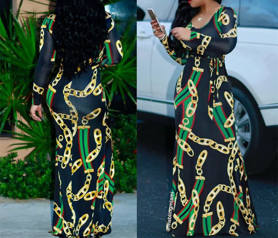 New African Casual Long Sleeve Bodycon Dashiki Dress Designs