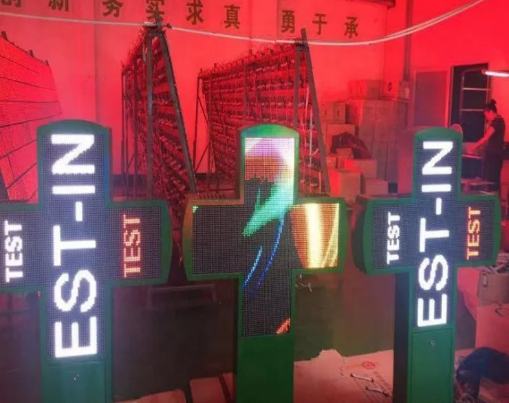 Electronic LED Cross Billboard/led Cross Symbol Sign for Pharmacy Store/full Color Led Street Cross Display Led Pharmacy Sign