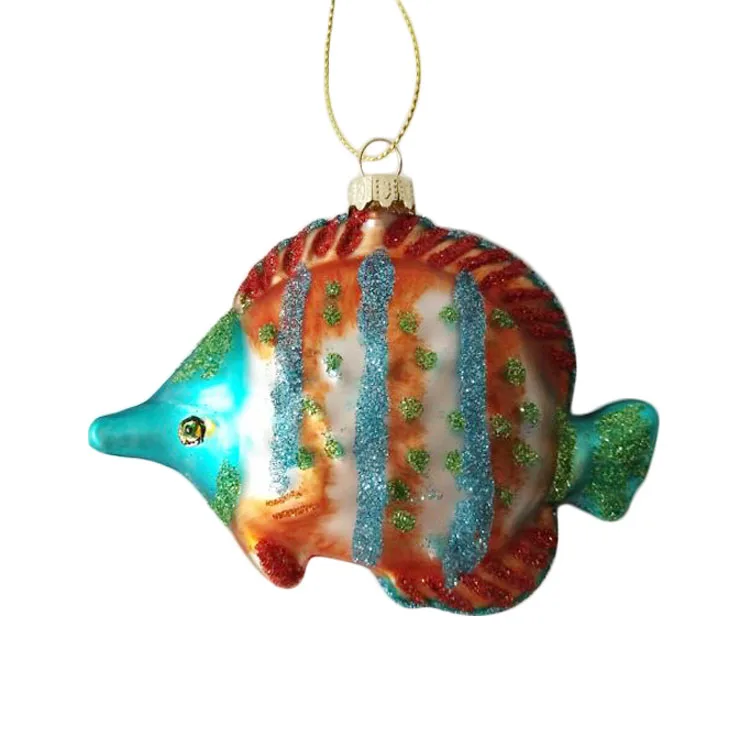 Wholesale customized hanging small hand blown glass fish handmade personalized christmas ornaments