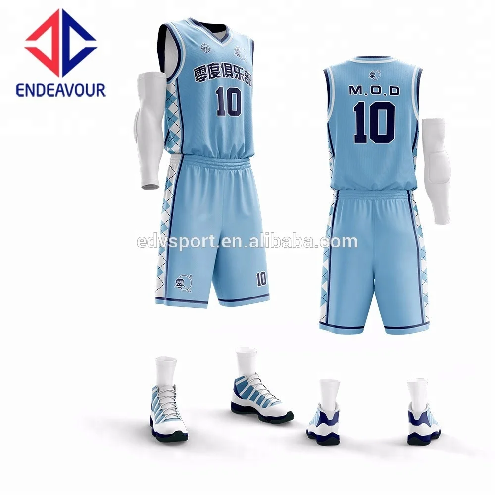 Customized Sublimation Basketball Jersey Design Color Blue