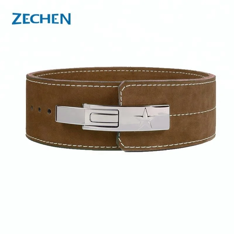Custom Back Support Gym Leather Powerlifting Lever Belt Weight Lifting Belts Buckles Weightlifting Lever Belt logo