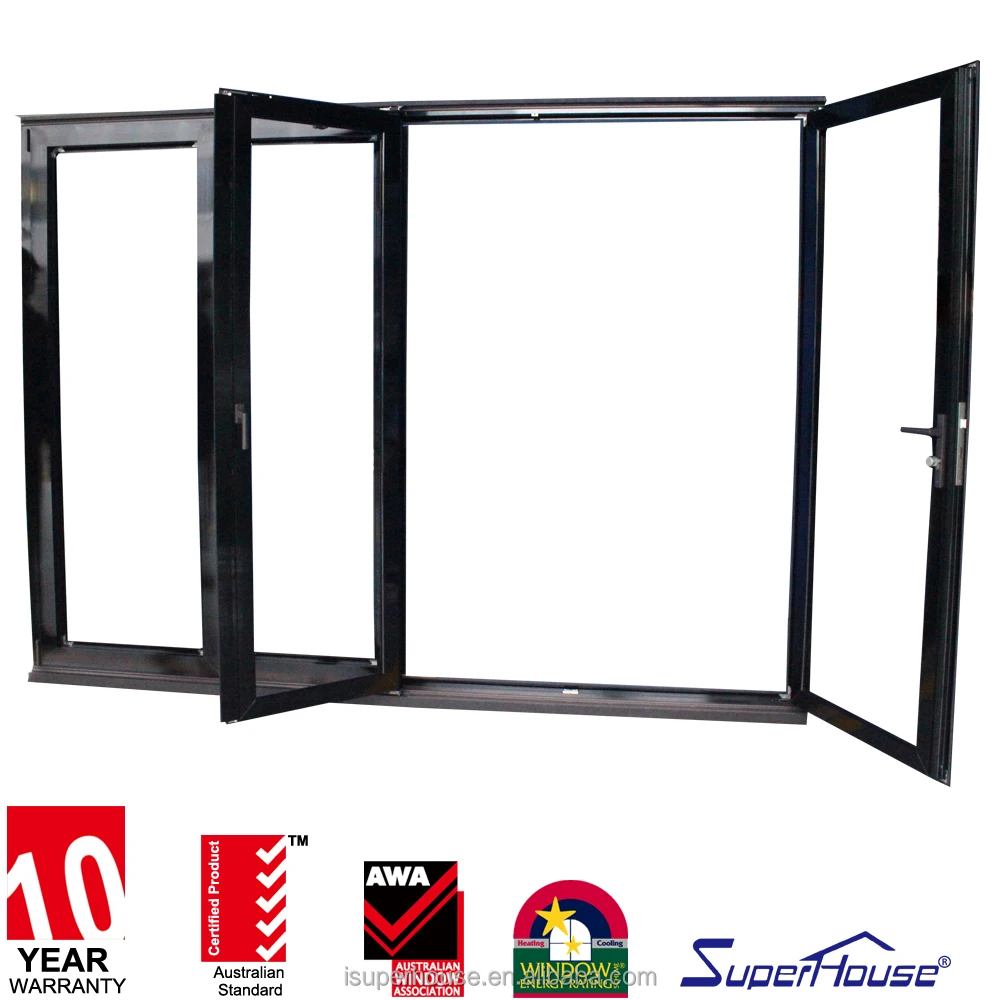 European American Style Modern Windproof Movable Frameless Glass Door Latest Bi-Folding System Soundproof Aluminum Alloy