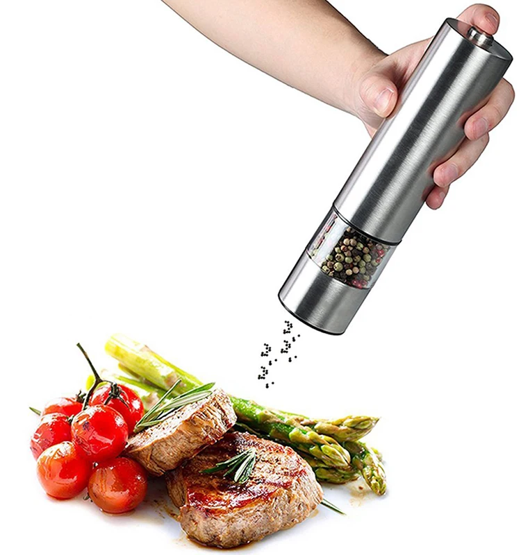 Adjustable Thickness Automatic Pepper Grinder Battery with Blue LED Light 70 ml Pepper Grinder