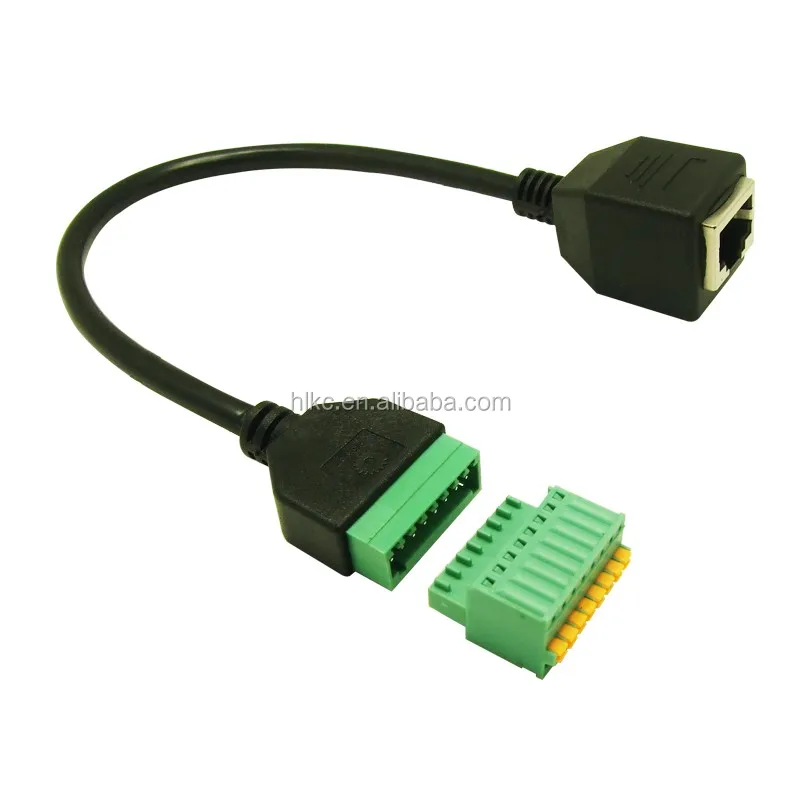 High Quality Ethernet RJ45 Female Plug to AV 8 Pin Screw Terminal Adapter Block Converter