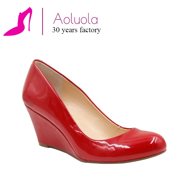 Red patent wedge shoes Clearance