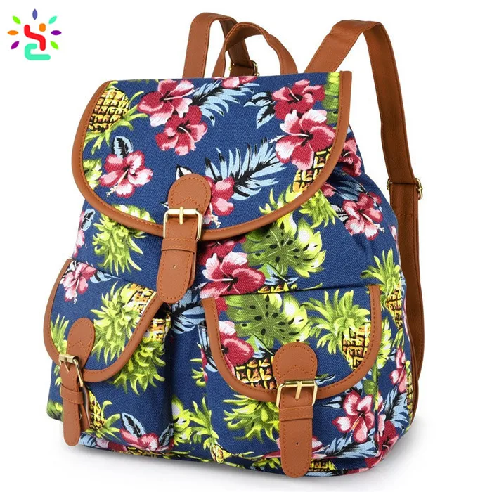 Source Classic backpacks for teen girls floral canvas backpack for