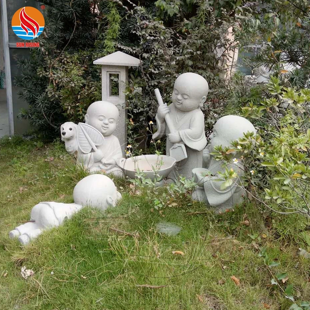 Set Di 3 Buddha Shaolin In Pietra Massiccia – Non Vedo, Non Sento, Non Parlo – Statue Da Giardino, Resistenti Al Gelo, Fatte A Mano In Germania