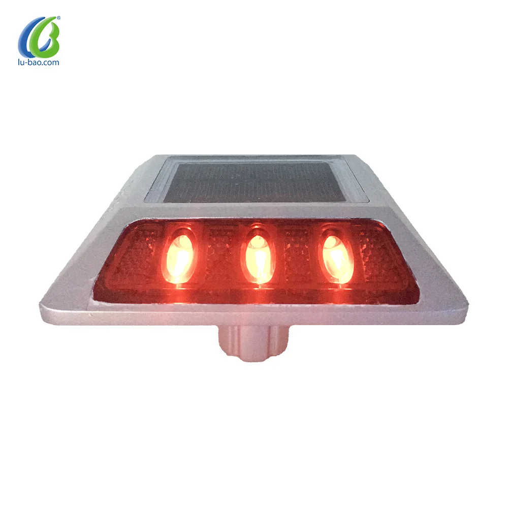 Lubao производитель дизайнерский светодиодный указатель полосы безопасности дорожного движения Алюминиевый Отражающий дорожный указатель на солнечных батареях