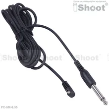 5m PC Male Sync Flash Cable Cord Trigger for Canon Nikon Camera and 6.35mm Jack Photo Studio Strobe Light Monolight