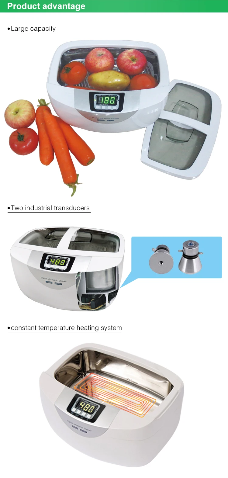 Gebrauchsultraschall-Waschmaschinen-Gemüsereiniger der Fertigung JP-4820 Ausgangs