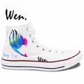 Wen Anime White Hand Painted Shoes Fairy Tail Logo Colorful Painting Men Women s High Top