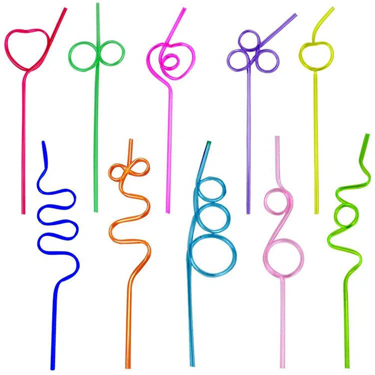 Bpa and PFOA Free Colorful Crazy Straws Silly Loop Straws for Kids