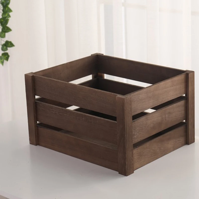 Antique Design Natural Wooden Storage Box - Multifunctional Fruit