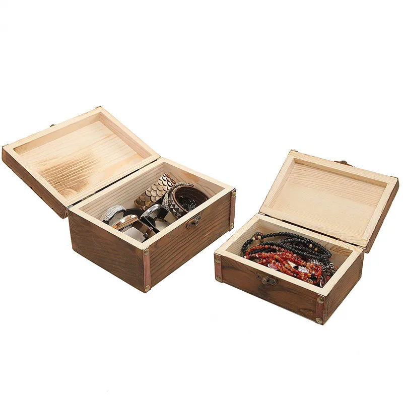 4 Coffrets En Bois à Décorer – 15x10x6cm, Coffre Au Trésor DIY, Rangement Ou Cadeau Créatif