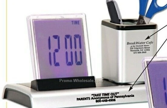 Multi Function Charming Desktop Pen Holder and Pencil Holder With Clock and Thermometer