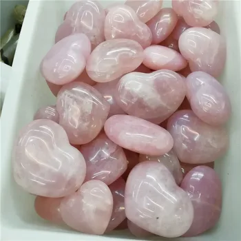 Wholesale Pink Heart Shaped Rose Quartz Crystal Healing Chakra Gemstone Hearts For Gift