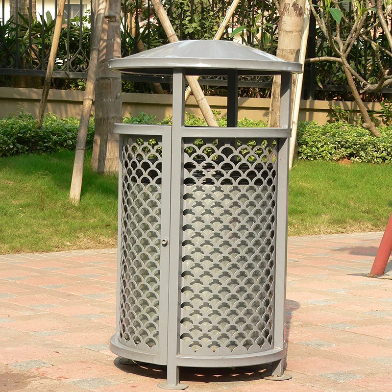 Slat Trash Can General Waste Bin Waste Containers Prices Decorative Metal Outdoor Iron Manufacturer Acceptable Customized Round