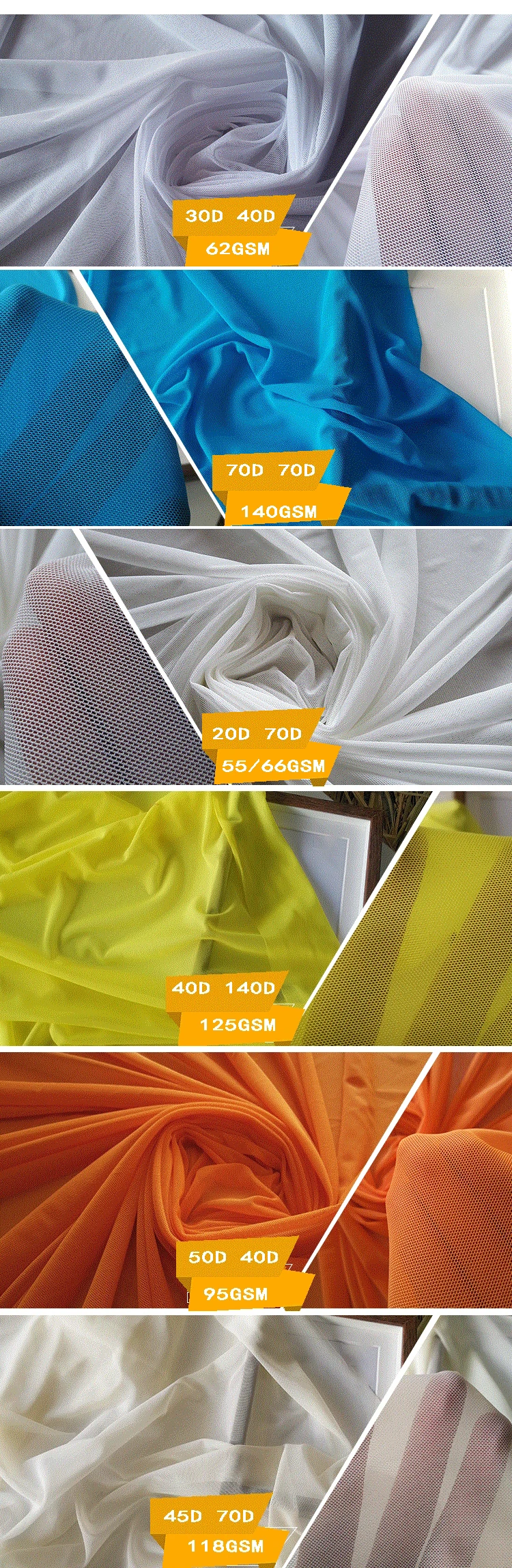 93 Nylon 7 Spandex 4 Way Stretch Mesh Fabric For Underwear 4 Way