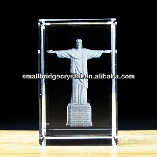 3d laser crystal gift with famous Corcovado brazil craft