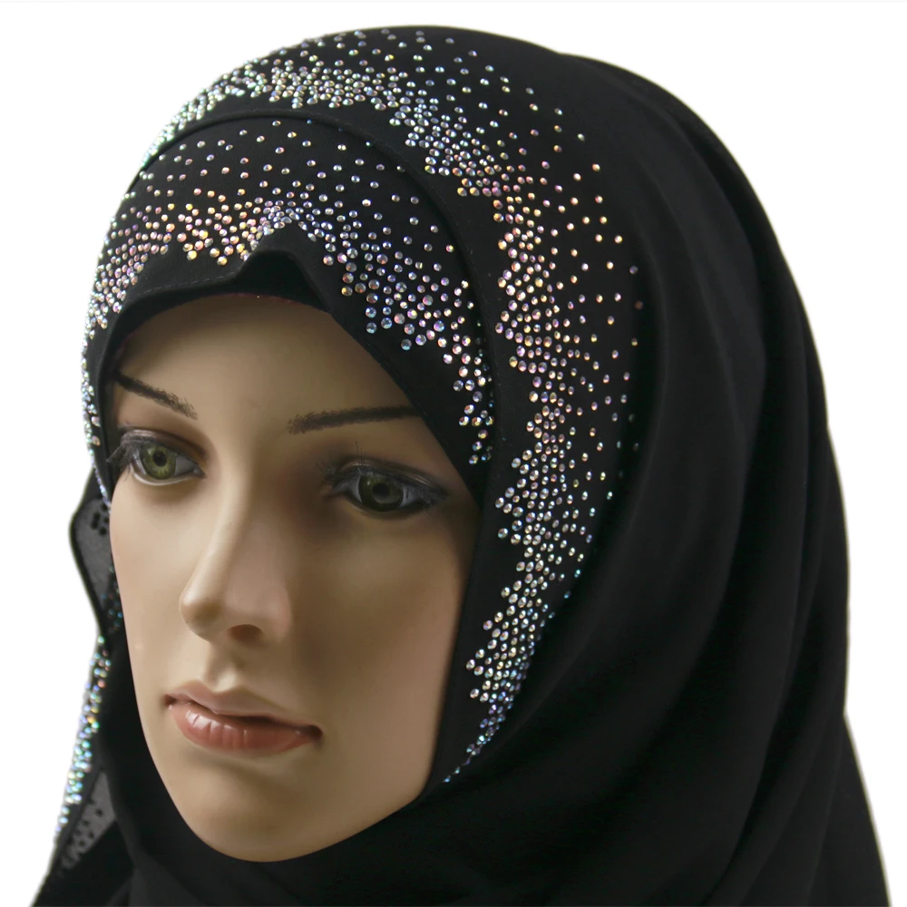 Nice Soft Chiffon Hijab Stone Design Edge Chiffon Hijab