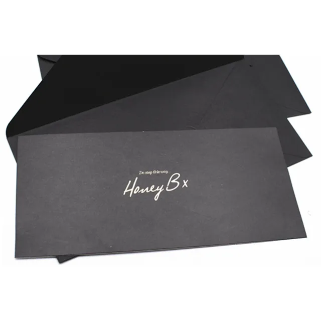 Набор карт с тиснением из золотой фольги/Подарочная карточка конвертом черная бумага золотым логотипом и карточкой