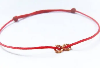 Solid Gold 14k Infinity Red String Bracelet
