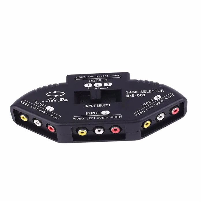 3 Port AV Switcher RCA Selector Switch 3 in 1 AV Switch for Video Audio
