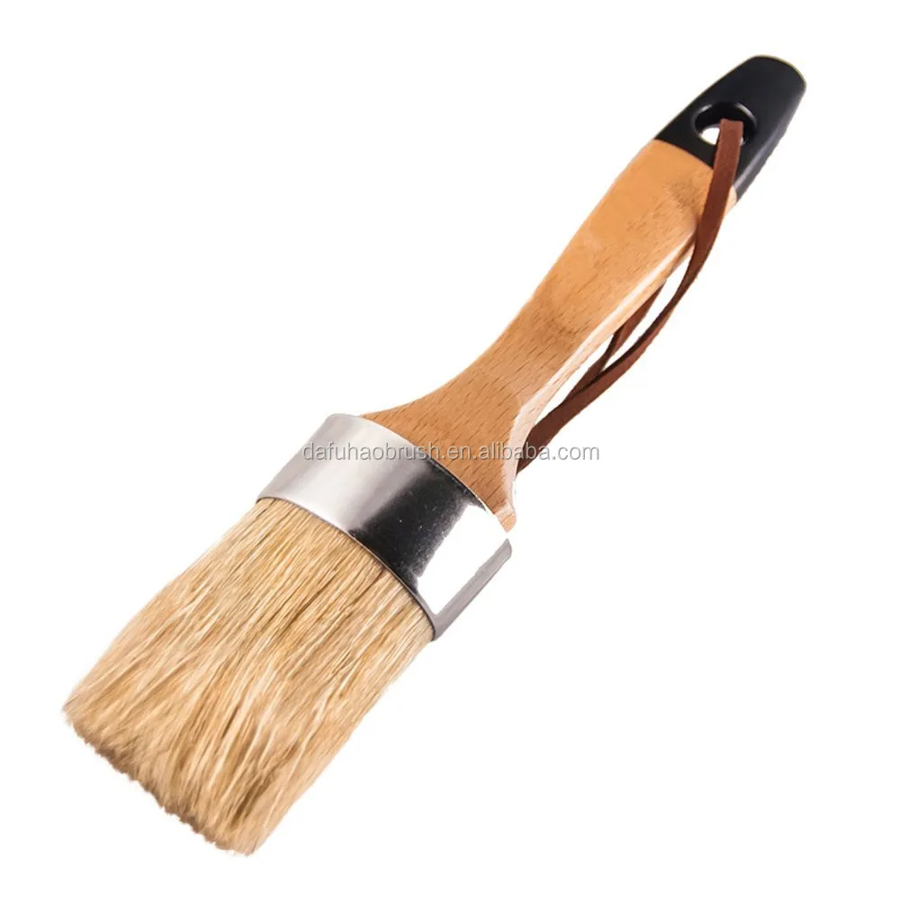 Pure Bristle Brush Large Natural Chalk Paint Wax & Stencil Brush for Furniture and Cabinets