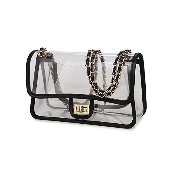 Прозрачный женский кошелек из ПВХ Сумка с поворотным замком квадратная сумка на плечо цепочкой