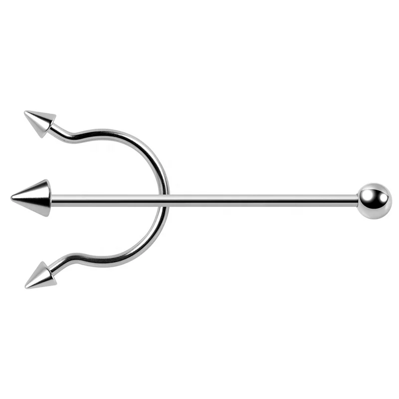 Unique Industrial Barbell Piercing Jewelry Fork Shape Cartilage Earring