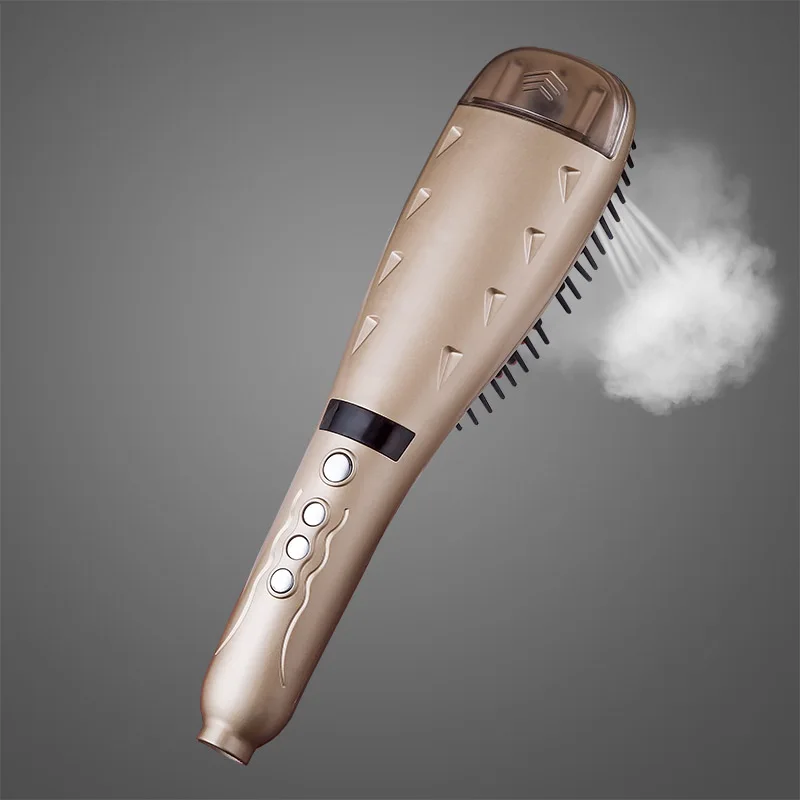 Golden Heated Ceramic Comb Electric Hair Straightening Fast Hair Straightener Brush For Hair Bifurca