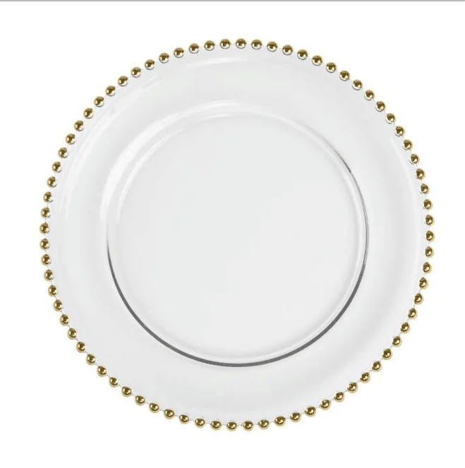 Clear Gold Rim Glass Charger Plates For Wedding Buy Glass Beaded Charger Plate Gold Glass Charger Plates Beaded Clear Glass Plate With Gold Product On Alibaba Com