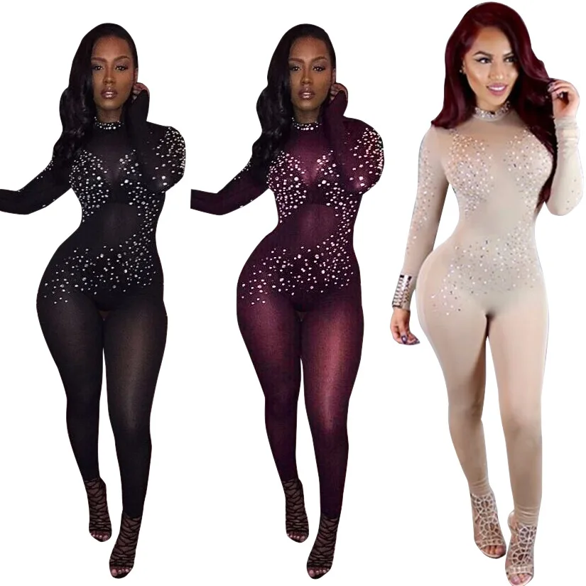 By Alina Donna Overall Elegante Jumpsuit Onepiece Bodycon Catsuit STRASS XS-M 