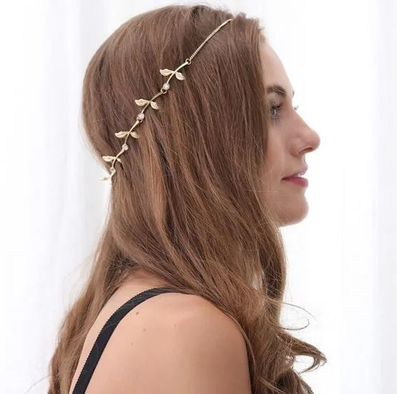 Women Girls Head Chain Jewelry Metal Rhinestone Headband Hair Band Head Piece 