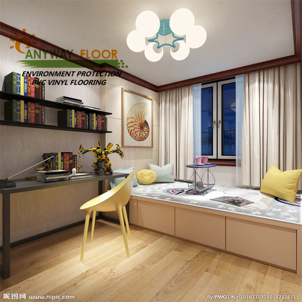 Big Plank Natural Oak Walnut PVC Vinyl Parquet Effect Gray Colors High Gloss Wood Tile Flooring Prices Wood Grain in China