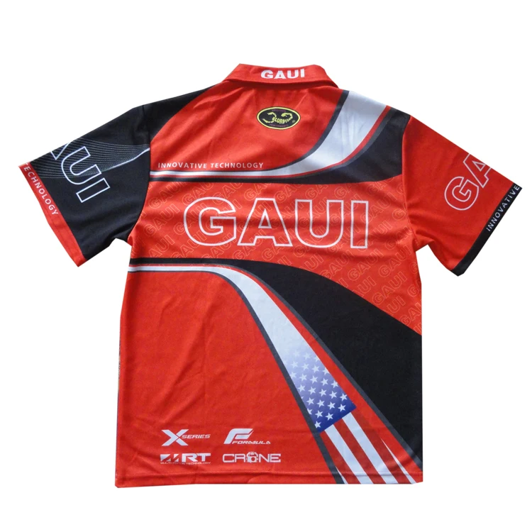 Red Blue Custom Sublimated Competitive Shooting Jerseys | YoungSpeeds Polo Zip