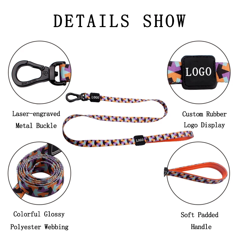 2023 Free Sample Pet Dog Leashes Custom Design Printed Logo Sublimation