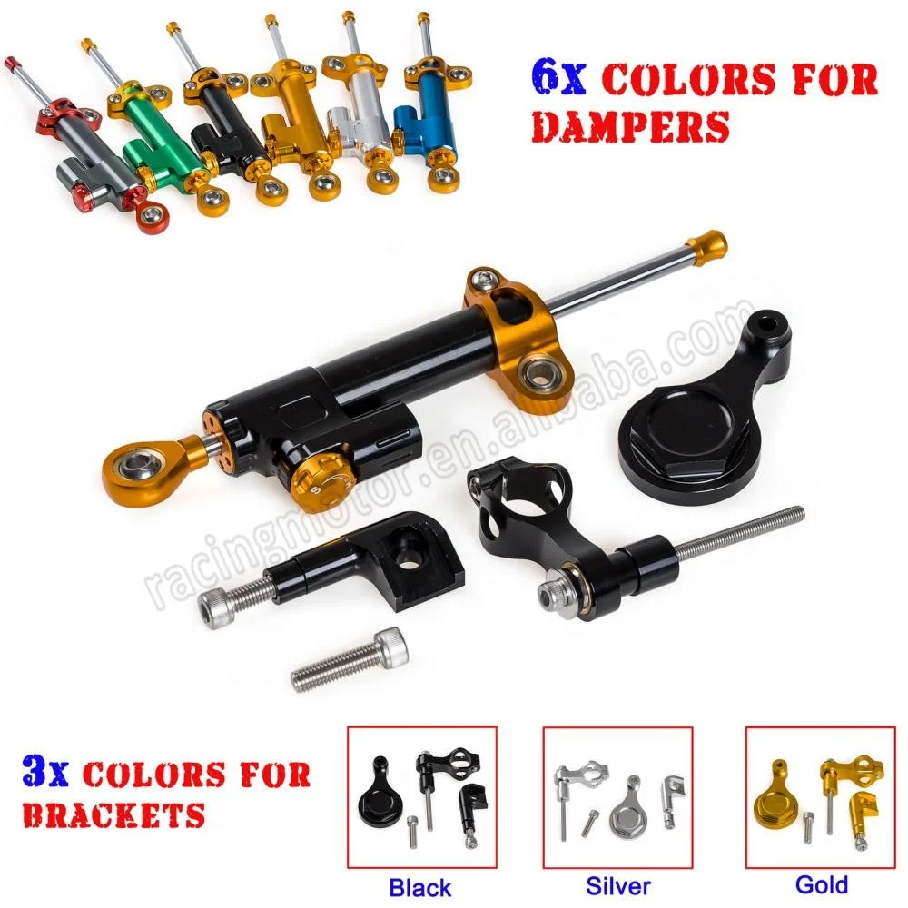 Motorcycle CNC Steering Damper Stabilizer & Mounting Bracket Kit For Yamaha YZF-R6 (Black/Green)