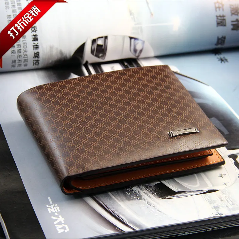 Large Capacity Plaid Wallet Fashion Casual Men's Wallet PU Leather Wallets