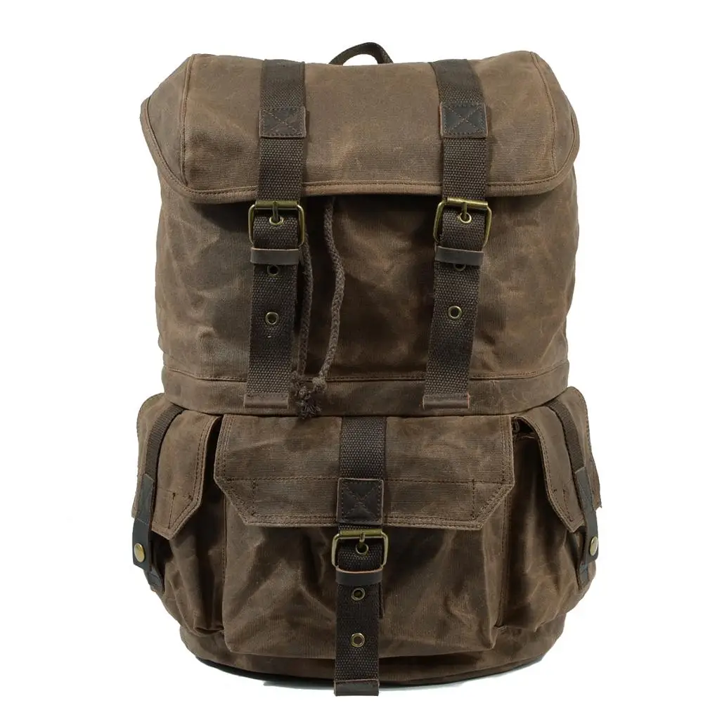 Retro  Wax Canvas Carry  Man's  laptop backpack backpack bag