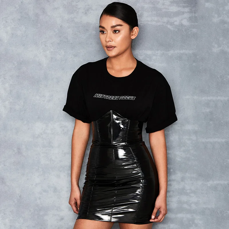  Sexy Mini Leather Dress, Women PU Leather Short