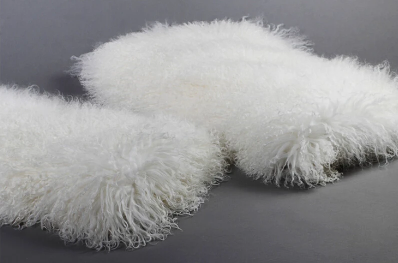 Natural White Curly Tibet Lamb Fur Plate For Garment & Home