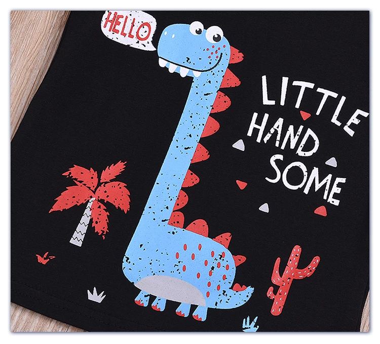 
Детская одежда для мальчиков летние милые хлопковые шорты с принтом динозавра с коротким рукавом комплект 