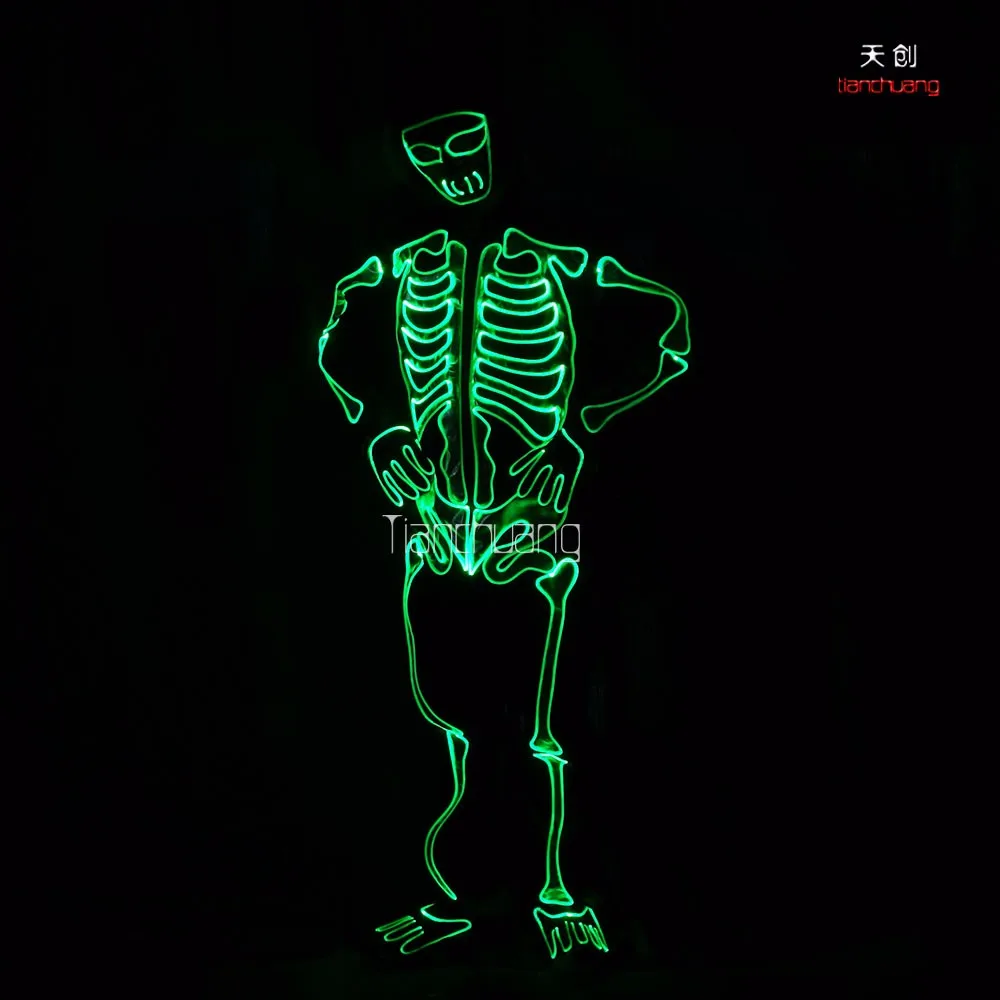 Unisex Skeleton Costume with LED Lights Cotton Halloween Men Women's Fairy  Dress Sets for Carnival Walking Halloween Costumes
