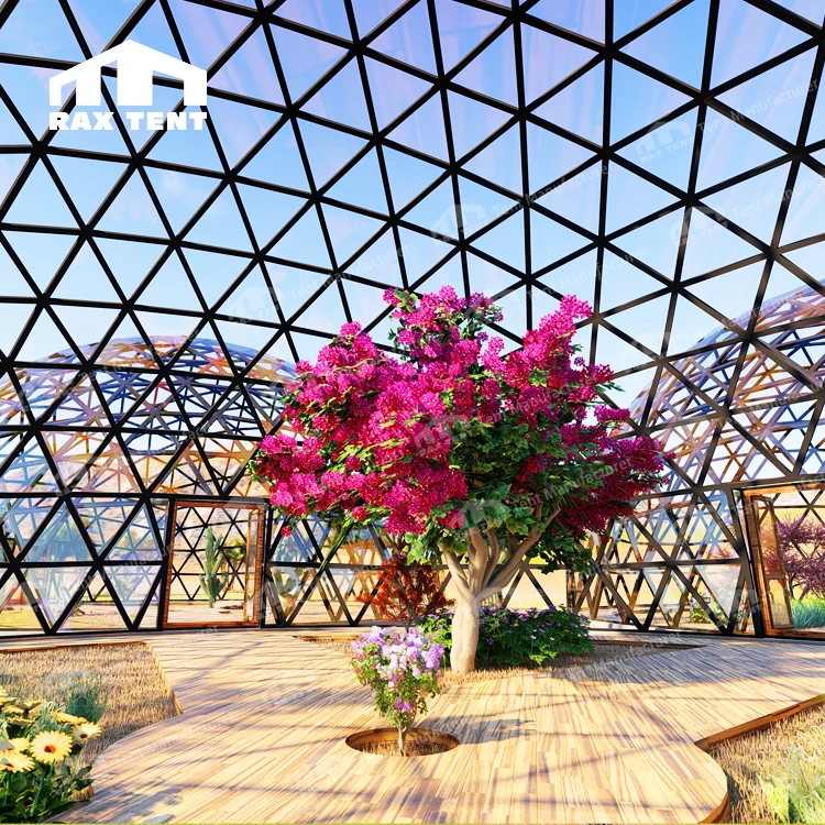 15M Aluminum Alloy Frame Glass Geodesic Dome Tent for Greenhouse