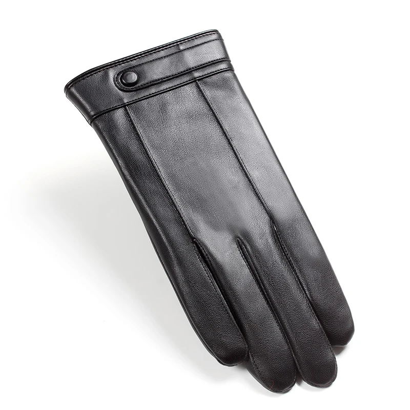 Экологичные теплые мужские перчатки из натуральной кожи для вождения с сенсорным