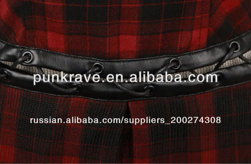 черный и красный шотландии панк-стиле плед юбка из панк-рэйв q-205