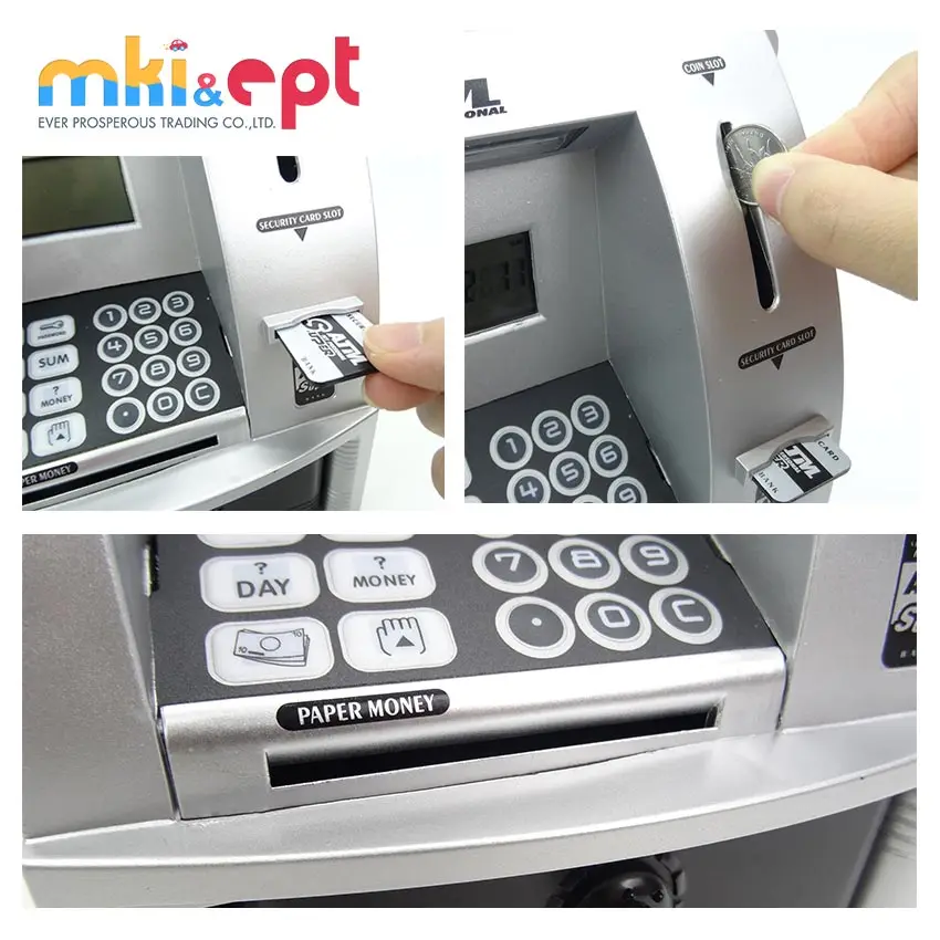 Ept High Simulation Small Kids Atm Machine Toy Piggy Bank Saving Safe